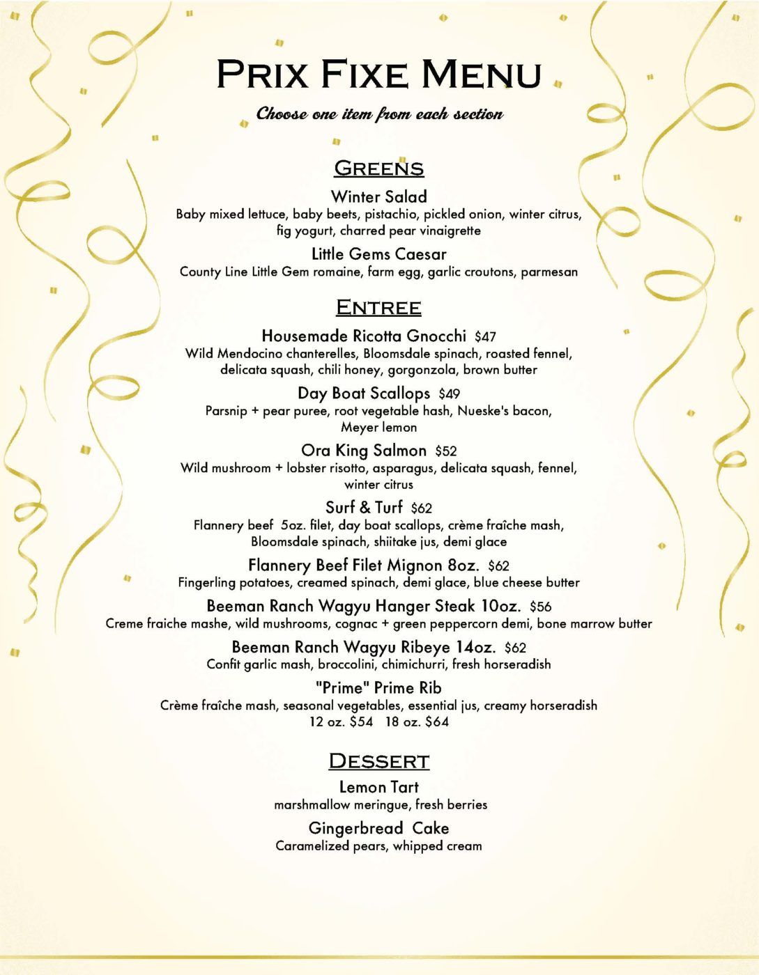 Limited Special Holiday 2019 prix fixe menu available at Seared in Petaluma