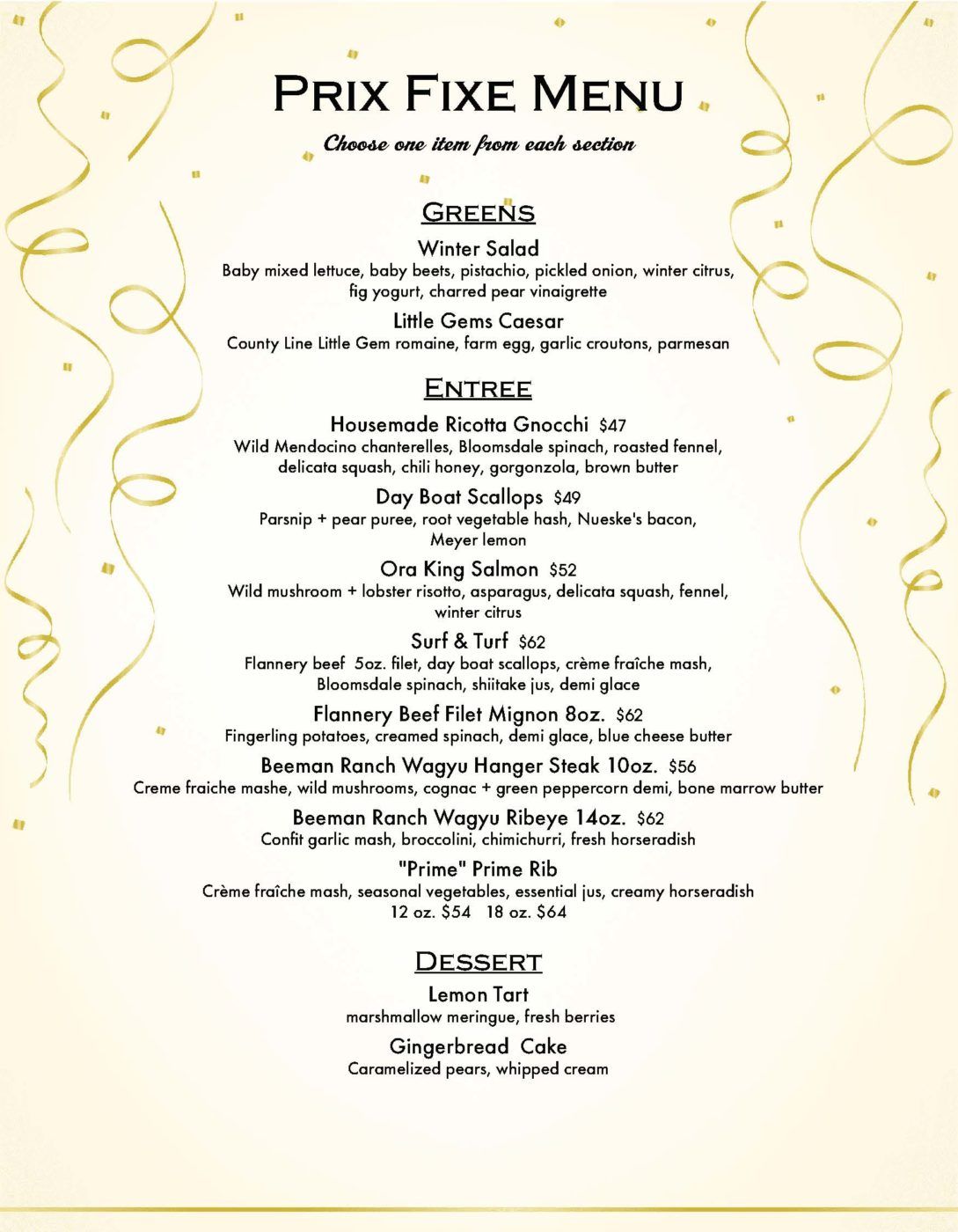 Limited Special Holiday 2019 prix fixe menu available at Seared in Petaluma