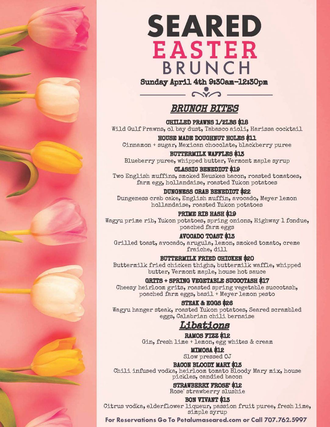 Limited Special Easter Sunday Brunch menu available at Seared in Petaluma