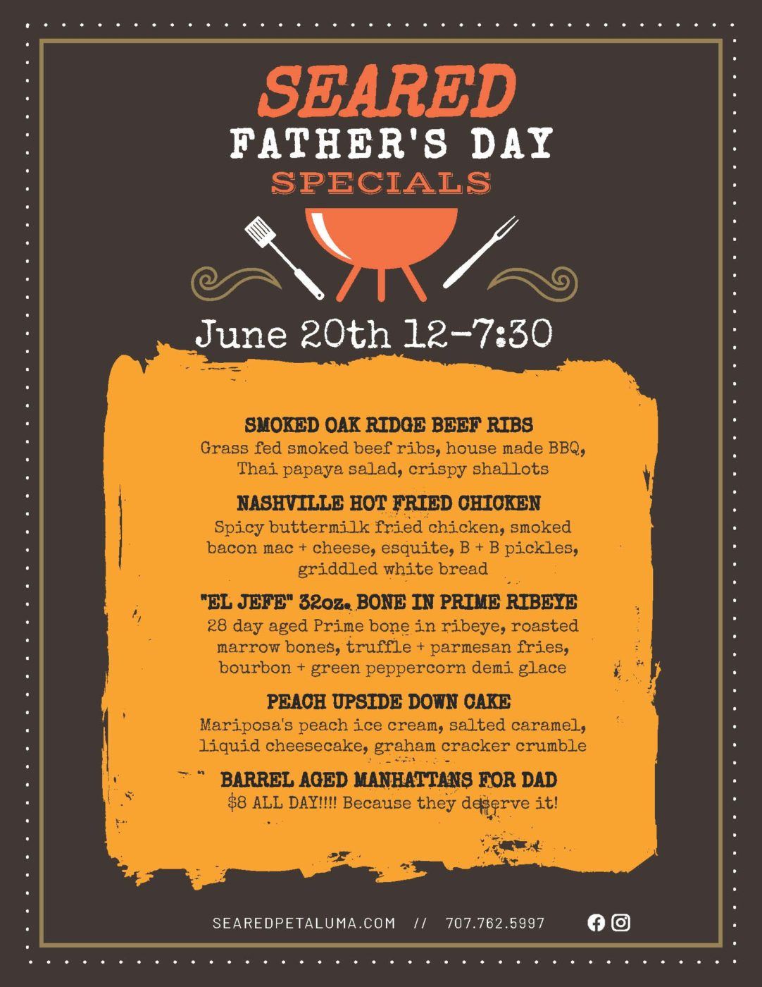 Father's Day Specials at Seared June 20th, 2021