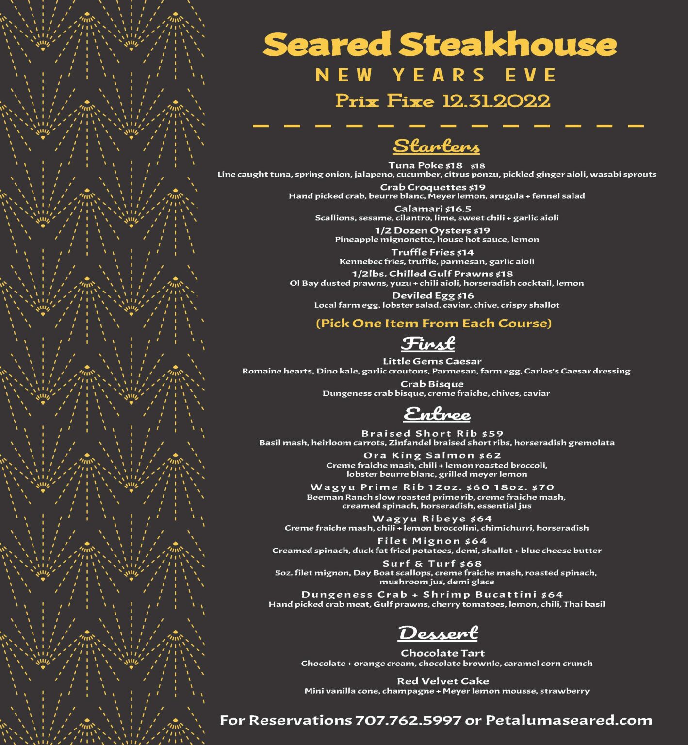New year s eve dinner 2022 at seared in petaluma